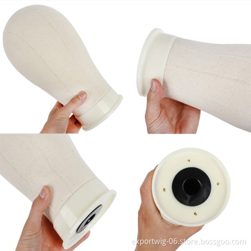 High Quality Wholesale Canvas Cork Head Mannequin Hair Extension Tools White Canvas Block Head for Styling Hair